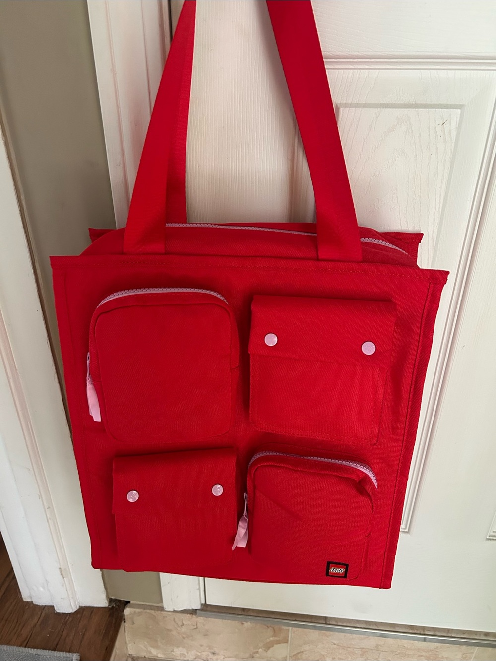 Lego X Target red multi pocket limited edition tote. New without tags.